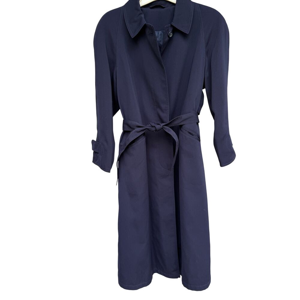 Regent Park Vintage Navy Blue Long Trench Coat/Raincoat Size 8 Petite
